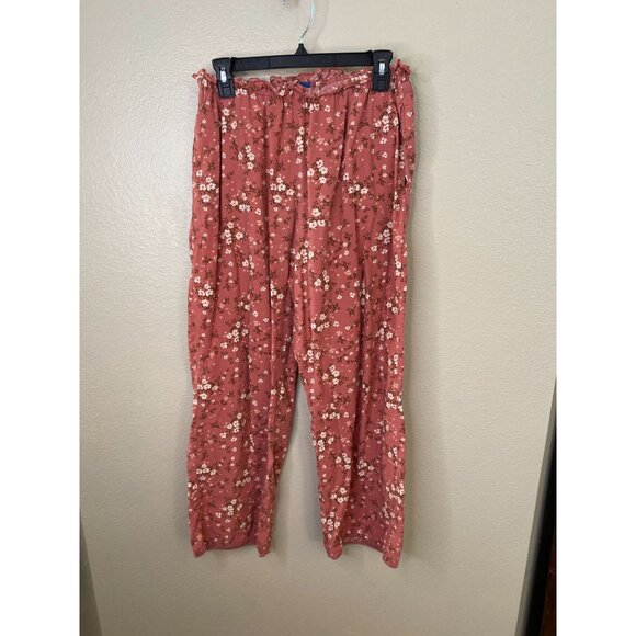Old Navy Womens Pink Floral-Print Elastic Waist Wide-Leg Pants M Lightweight - Picture 2 of 7